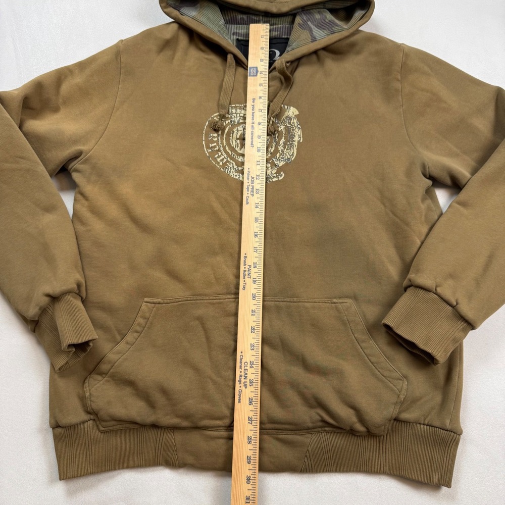 Mbarb Mens XL Brown Zip Up Hoodie Camo Thermal Lined Distressed Graphic Cotton - Picture 4 of 7